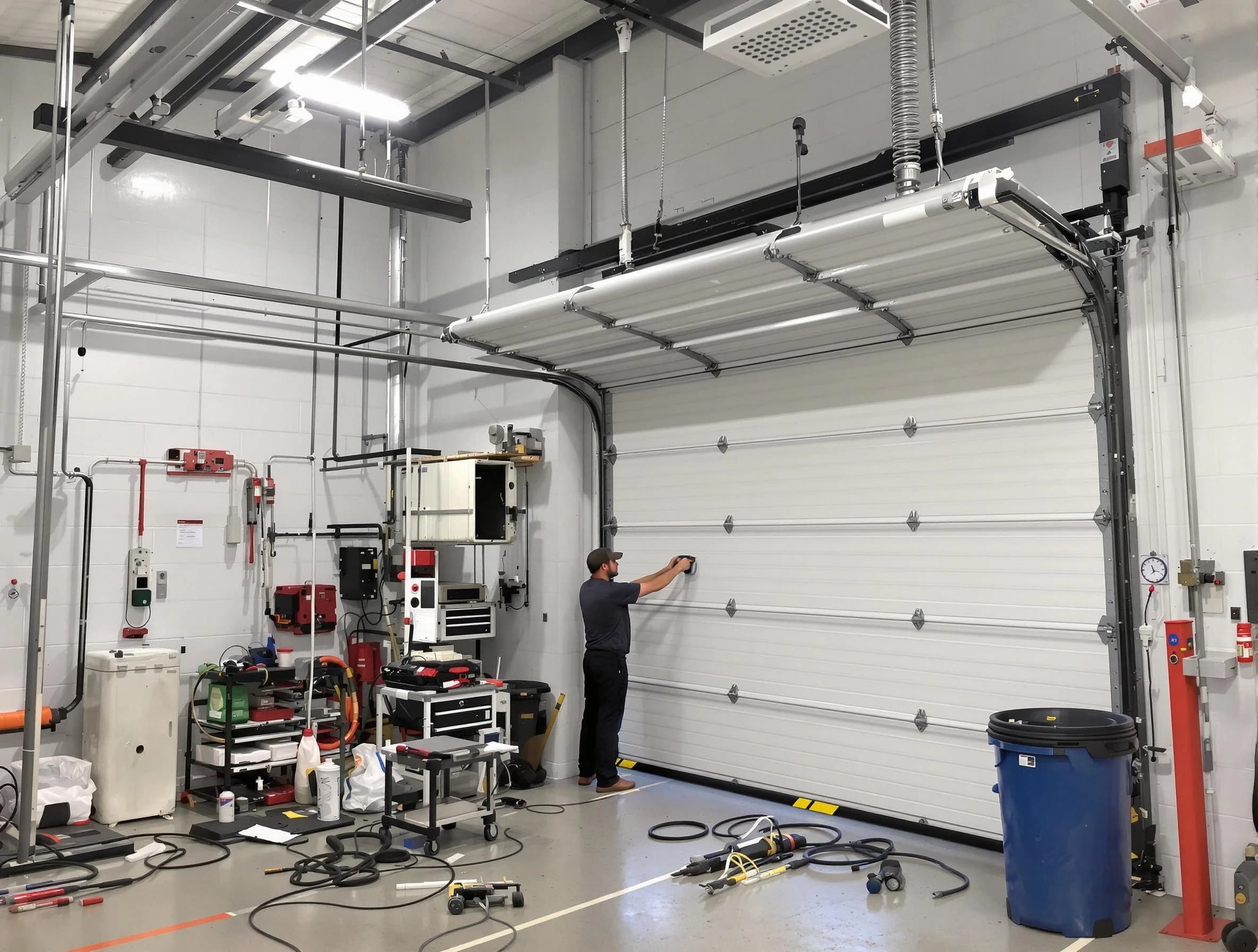 Mount Juliet Garage Door Repair certified technician performing commercial door repair at a Mount Juliet business facility