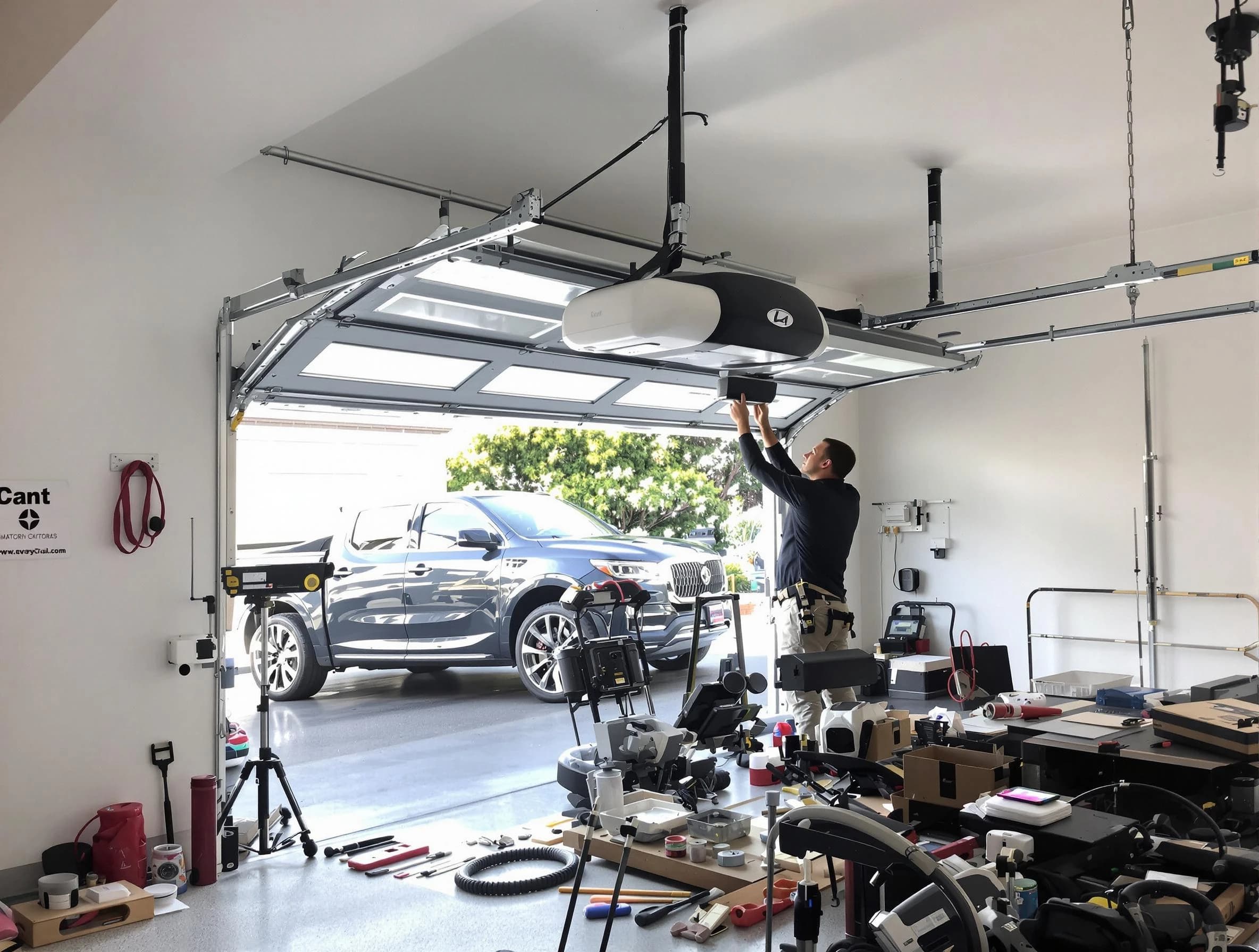 Mount Juliet Garage Door Repair specialist installing smart garage door opener system in Mount Juliet home